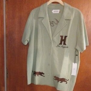 Green Button-Up Mens Shirt